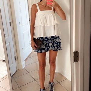 DO+BE navy ruffle paisley skirt